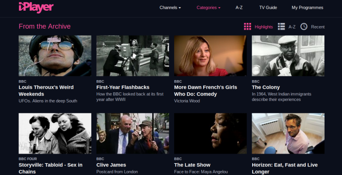 La BBC iPlayer aggiunge vecchi spettacoli dall'archivio dallo screenshot dell'archivio