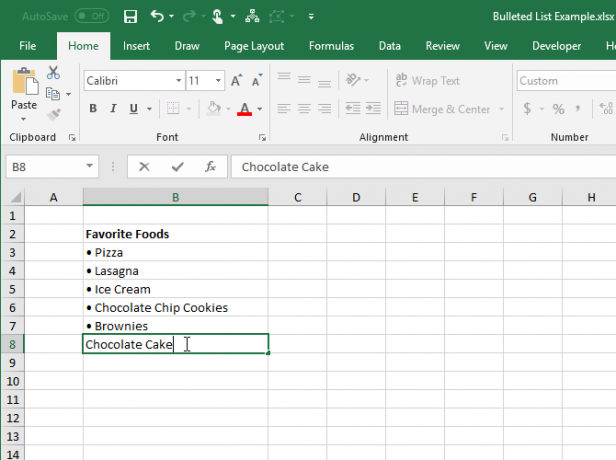 Aggiungi testo dopo i punti elenco nelle celle in Excel