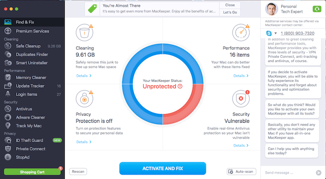 prima scansione di Mackeeper