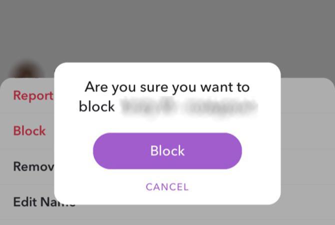 Come bloccare qualcuno su Snapchat Premere Blocca