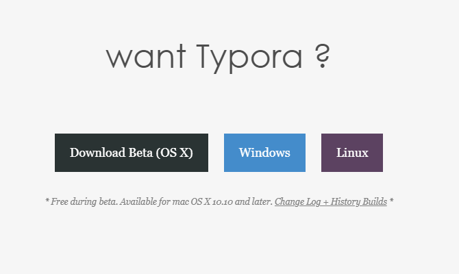 Sito Web Typora che mostra le versioni per Mac, Windows e Linux