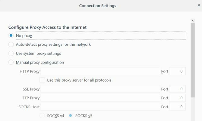 impostazioni di connessione proxy