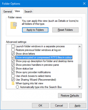 colore del file compresso crittografato di Windows 10