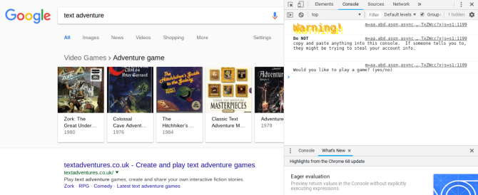 gioco di avventura di testo di Google