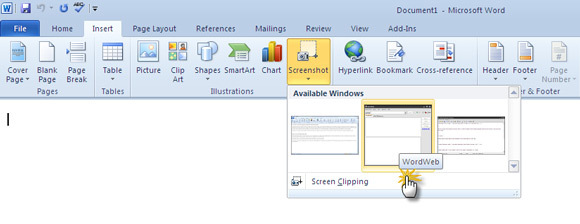 screenshot di microsoft word