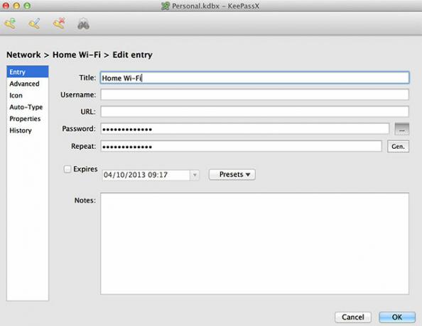 KeePassX e MiniKeePass: una soluzione password gratuita, sicura per iOS e Mac OS X kp modifica voce