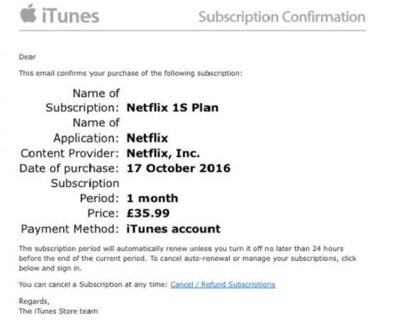 E-mail truffa iTunes Netflix