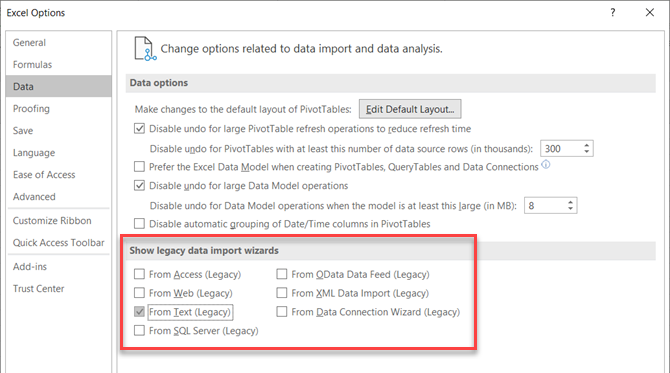 Abilitare l'importazione guidata testo in Microsoft Excel