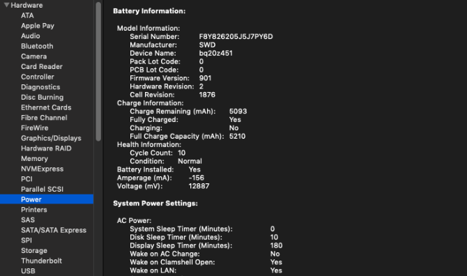 Cicli di controllo della batteria del Mac