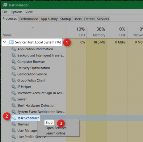 disabilita l'utilità di pianificazione in Task Manager