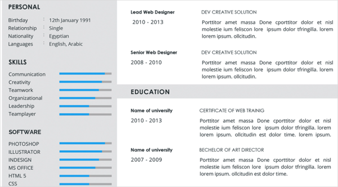 modello curriculum vitae freepik bianco