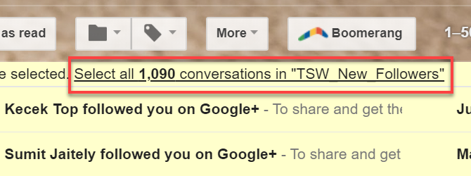 Seleziona conversazioni in Gmail