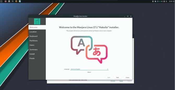 avvio di distro manjaro linux