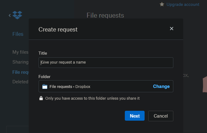 Richieste di file di Dropbox