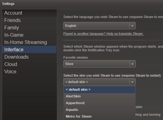 Steam-Skin-Settings