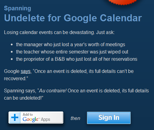 ripristinare l'evento del calendario di google