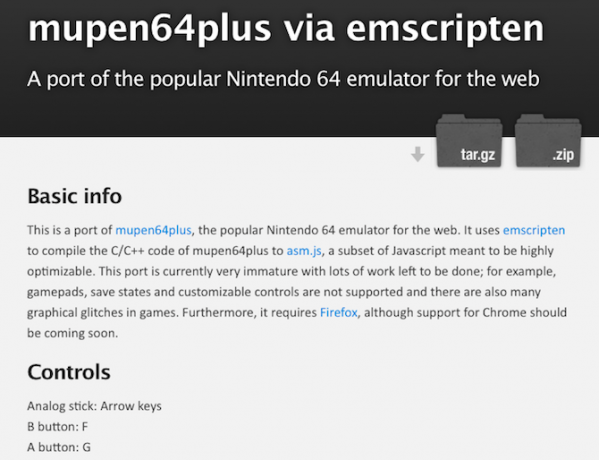 Emulatore browser online Nintendo 64 Mupel64Plus