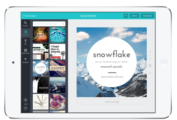 App Canva per iPad | Progetta con l'app per iPad Canva Safari oggi alle 11 53 31 AM