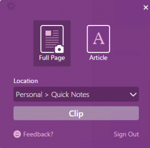 Invia a OneNote da Chrome