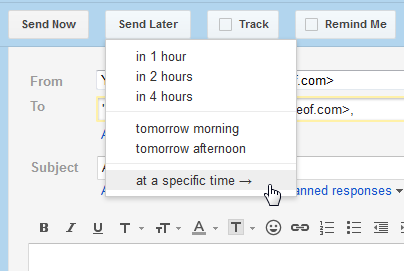 e-mail di pianificazione di Gmail