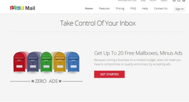 Zoho-mail-sign-up-page