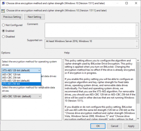 bitlocker sceglie una crittografia aes 256 bit