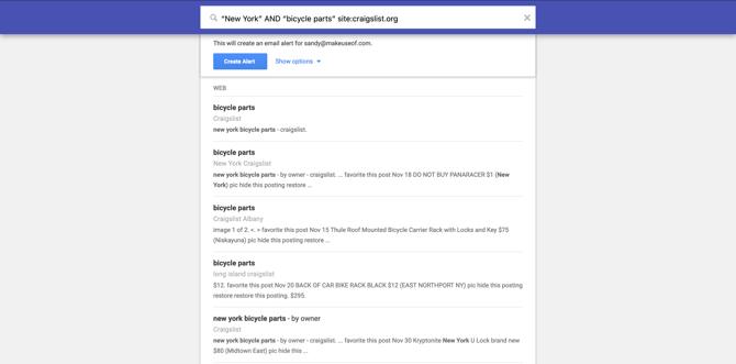 Google Alerts Componenti per biciclette Craigslist