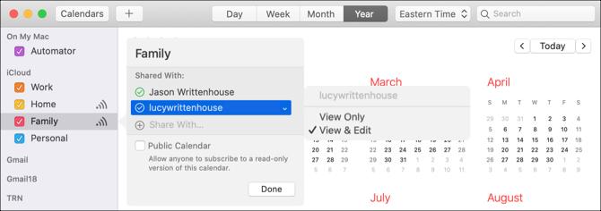 Mac Share Calendar Aggiungi persone e autorizzazioni