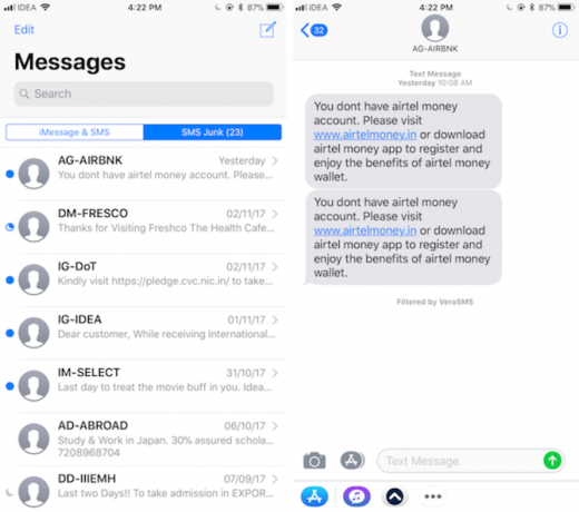 Blocco SMS di iOS 11 SMS 2