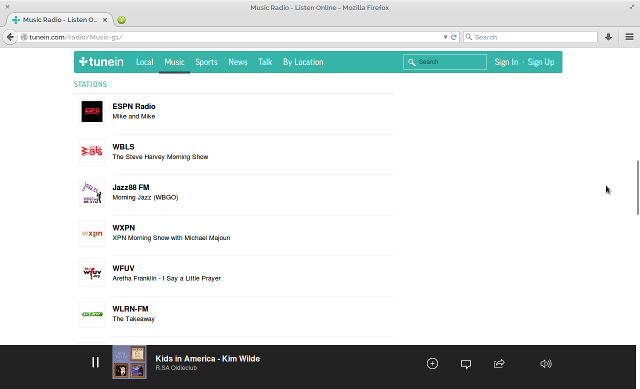 browser internet-radio-TuneIn