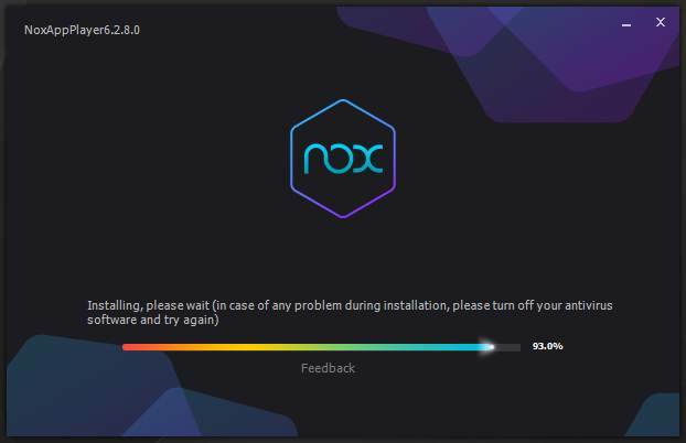 Schermata di installazione di Nox