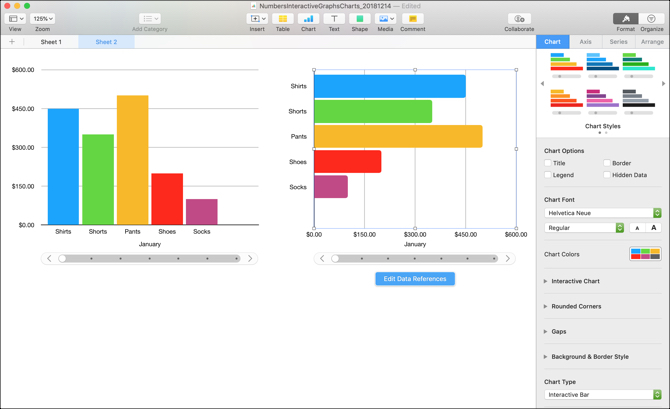 Personalizza un grafico interattivo in numeri