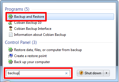 backup di Windows 7