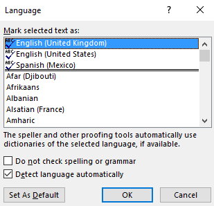 Come eseguire il controllo ortografico e grammaticale nella lingua delle parole ms di Microsoft Word