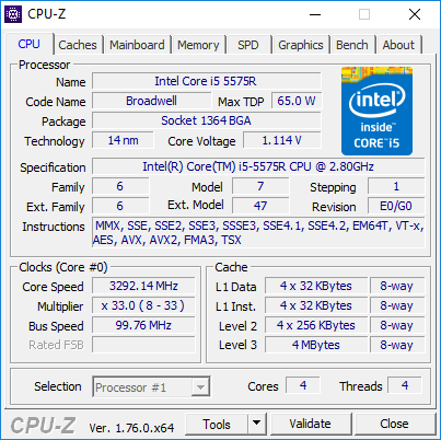 Panoramica della diagnostica di Windows CPU-Z