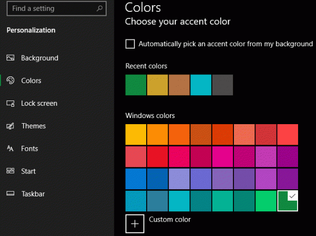 Windows 10 Scegli Colore