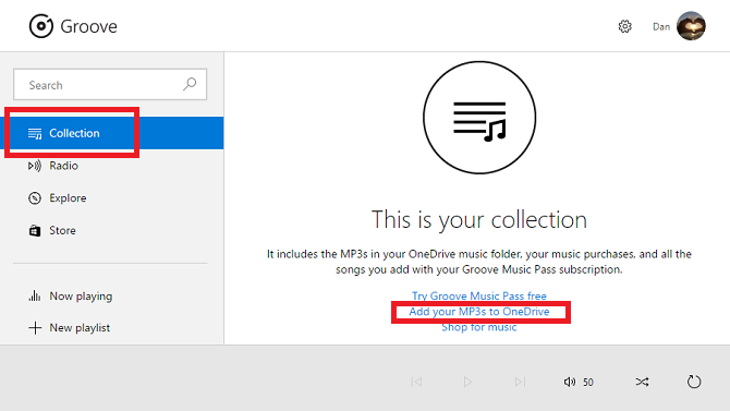 musica groove aggiunta a onedrive