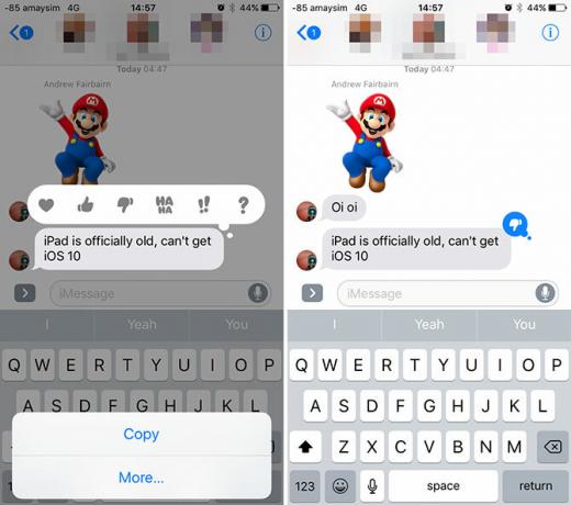 Tapback di messaggi iOS 10