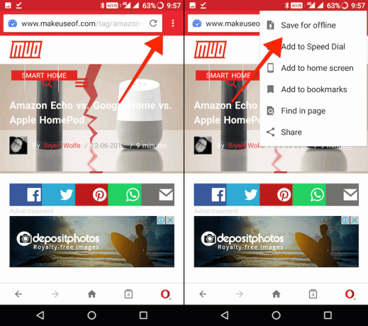 salva le pagine offline con Opera - pulsante Salva