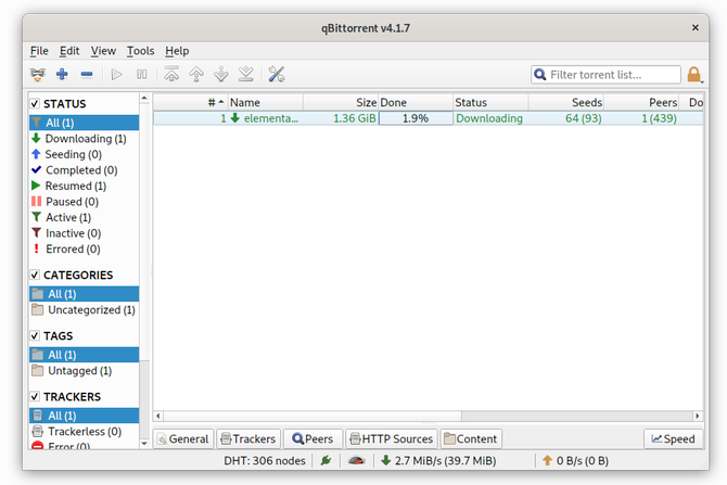 qBittorrent client torrent su Linux