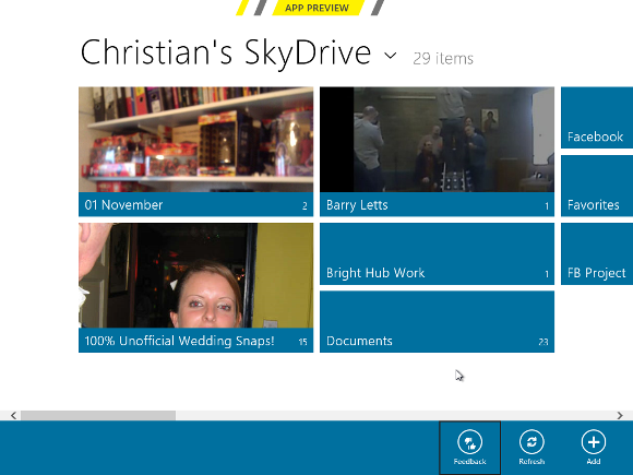 Immagini visualizzate in anteprima in SkyDrive