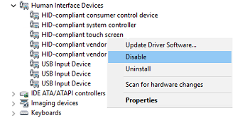 disabilita il touchscreen