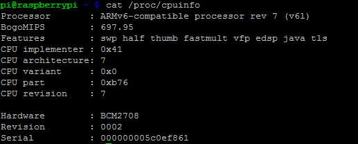 Scopri informazioni sulla CPU del Raspberry Pi