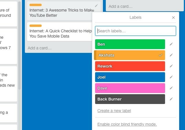 Trello-etichette