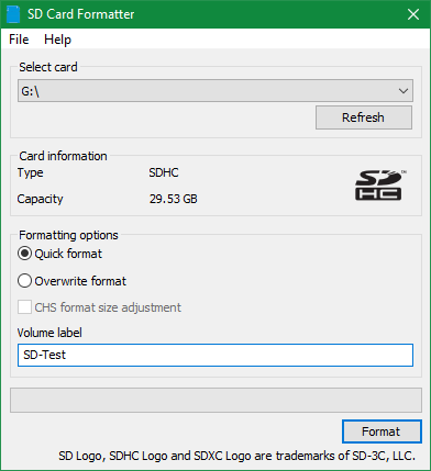 Formattatore scheda SD Windows
