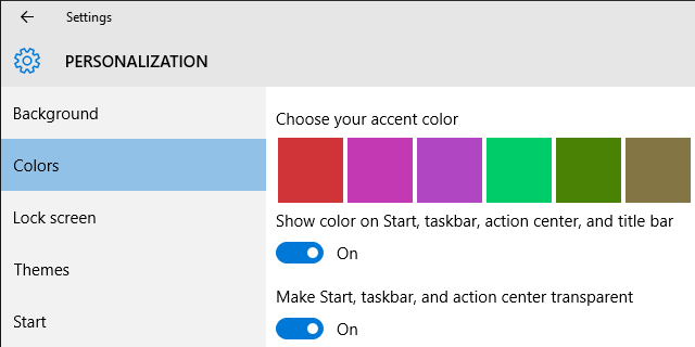 Personalizzazione del colore di Windows 10