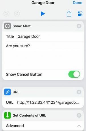 Scorciatoia Siri per chiamare lo script della porta del garage