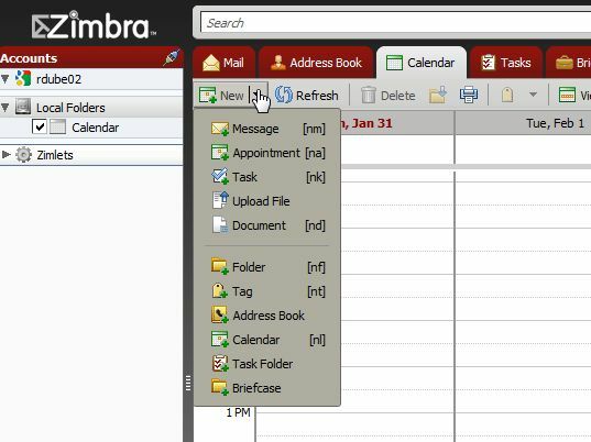 desktop zimbra