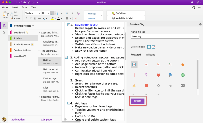 creare un tag personalizzato in OneNote