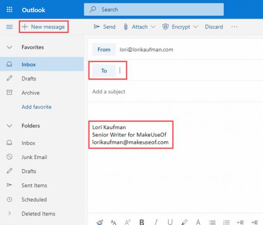 Firma inserita automaticamente in una nuova e-mail in Outlook in Office 365